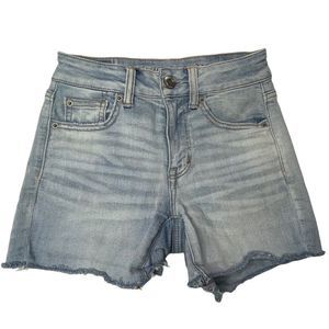 American Eagle Hi-Rise Shortie Cutoff Jeans Women 0 Light Wash Blue 25x4 Stretch